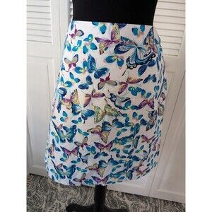 TALBOTS Skirt Women's 12 Canvas A-Line Exquisite Butterflies Multi Coastal Golf